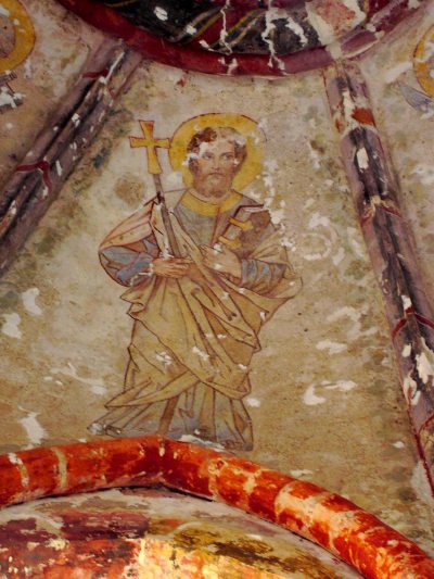 Beinhaus, Innen, Wandbild Apostel Phillippus, Bad Doberan